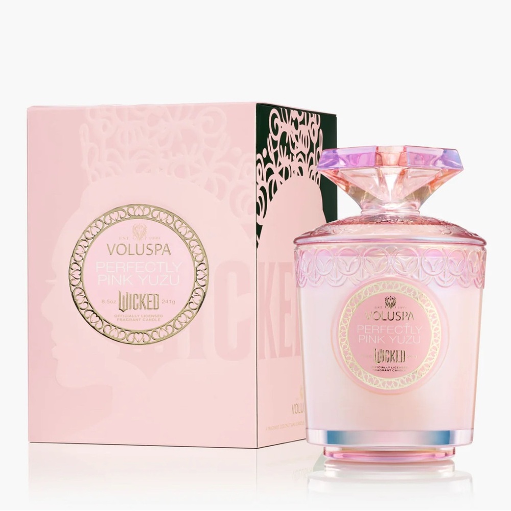 Wicked Voluspa Pink Yuzu Candle with Decorative Lid